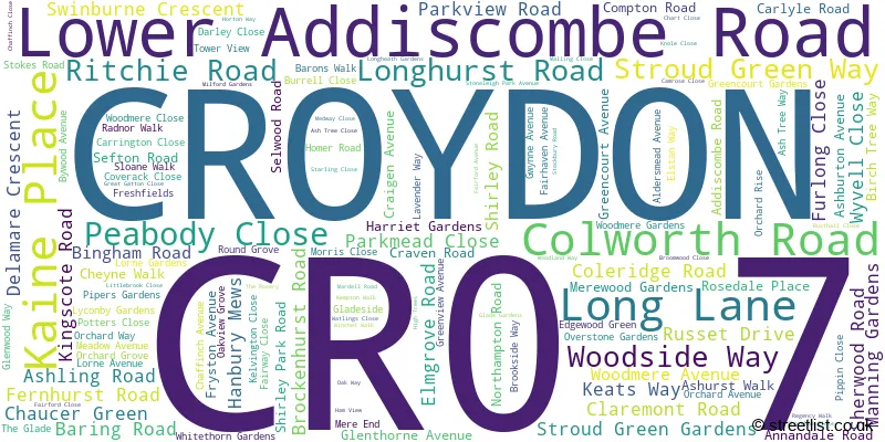 A word cloud for the CR0 7 postcode
